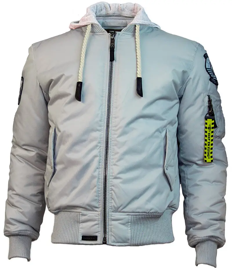 Бомбер Top Gun MA-1 Nylon Bomber jacket with hoodie L Grey (TGJ1735GL) - фото 1