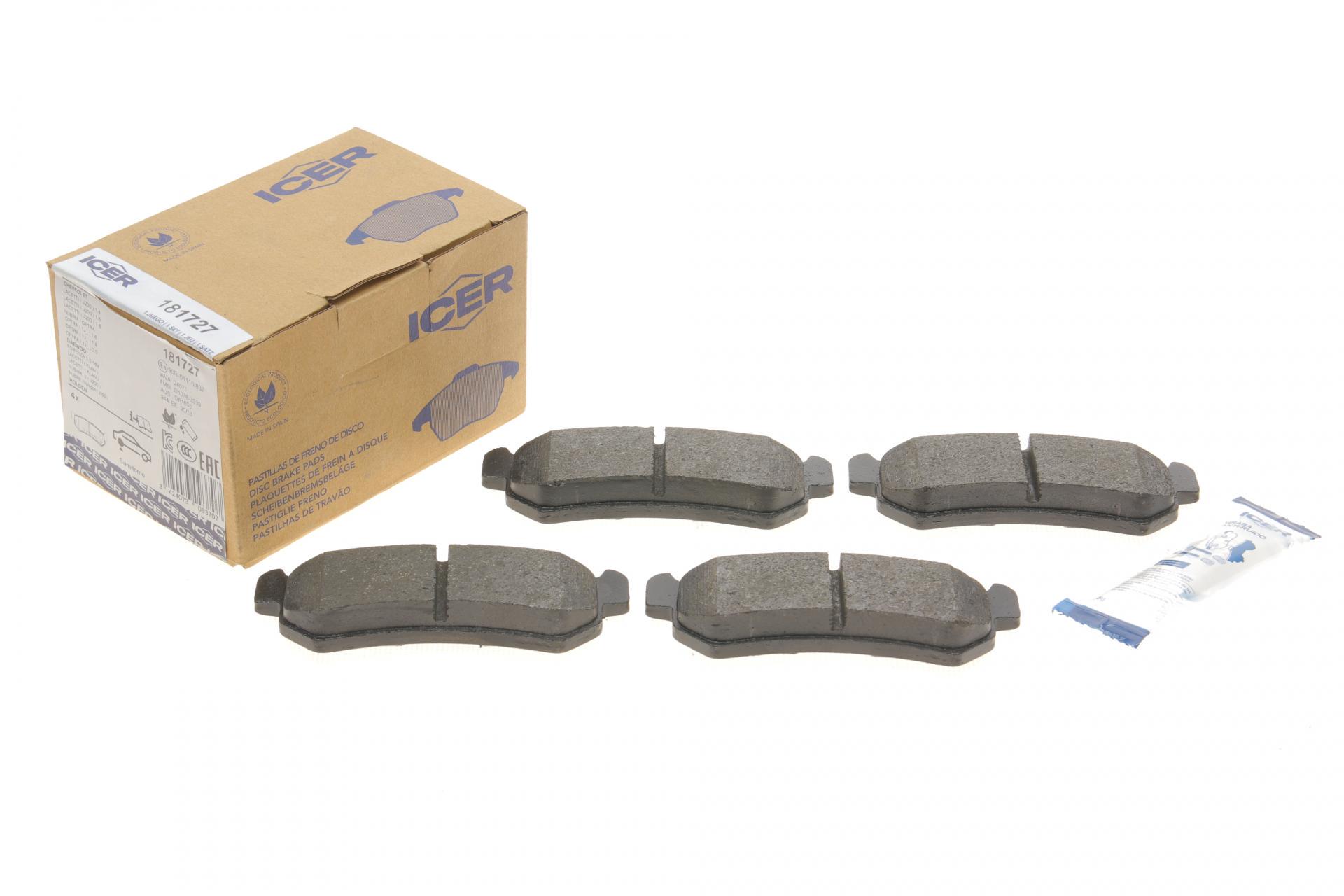 Колодки тормозные задние ICER Chevrolet Lacetti/Nubira 05-/Daewoo Nubira 97- (181727) Колодки тормозные задние ICER Chevrolet Lacetti/Nubira 05-/Daewoo Nubira 97- (181727)