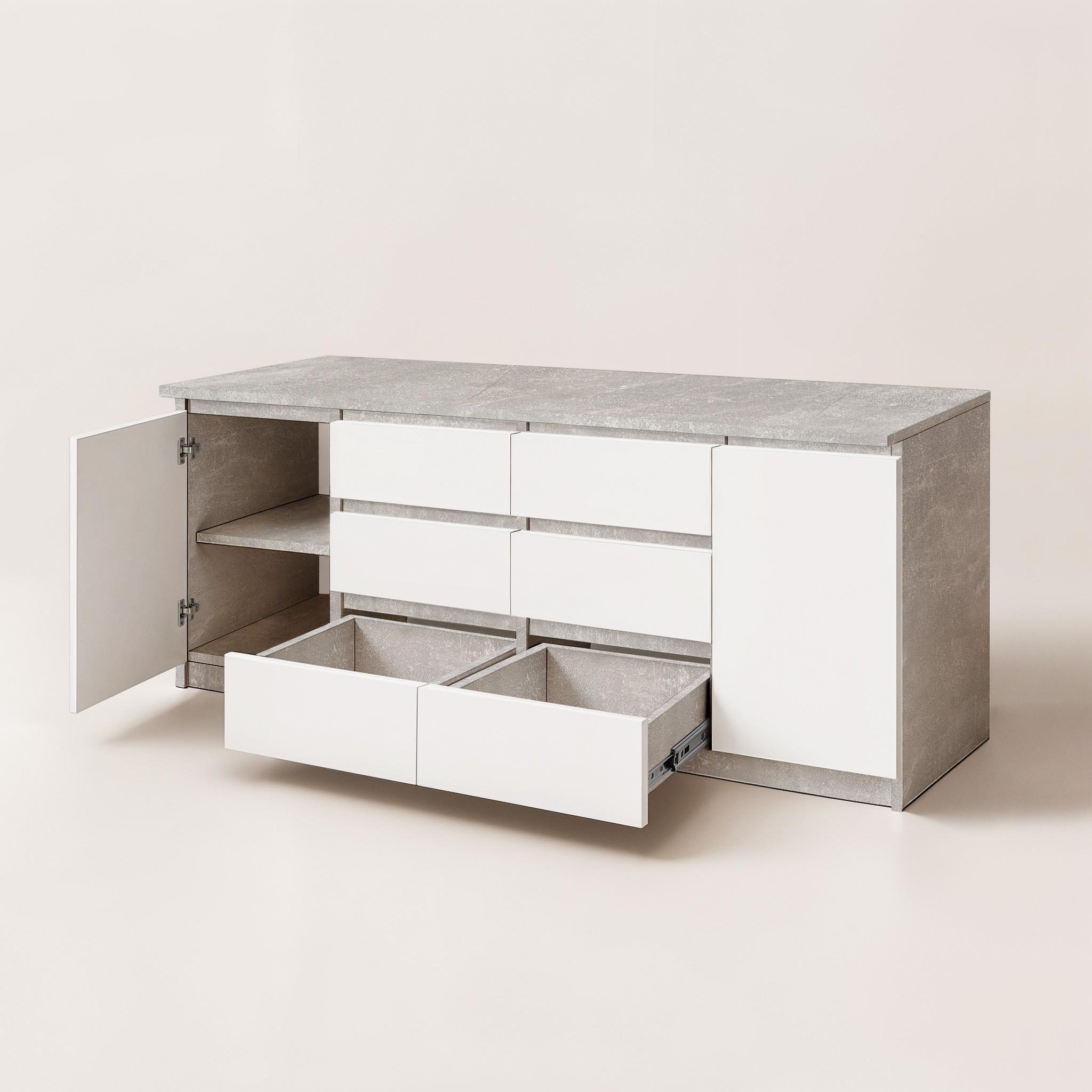 Комод Kraft 1600х345х750 мм Бетон/Белый - фото 3