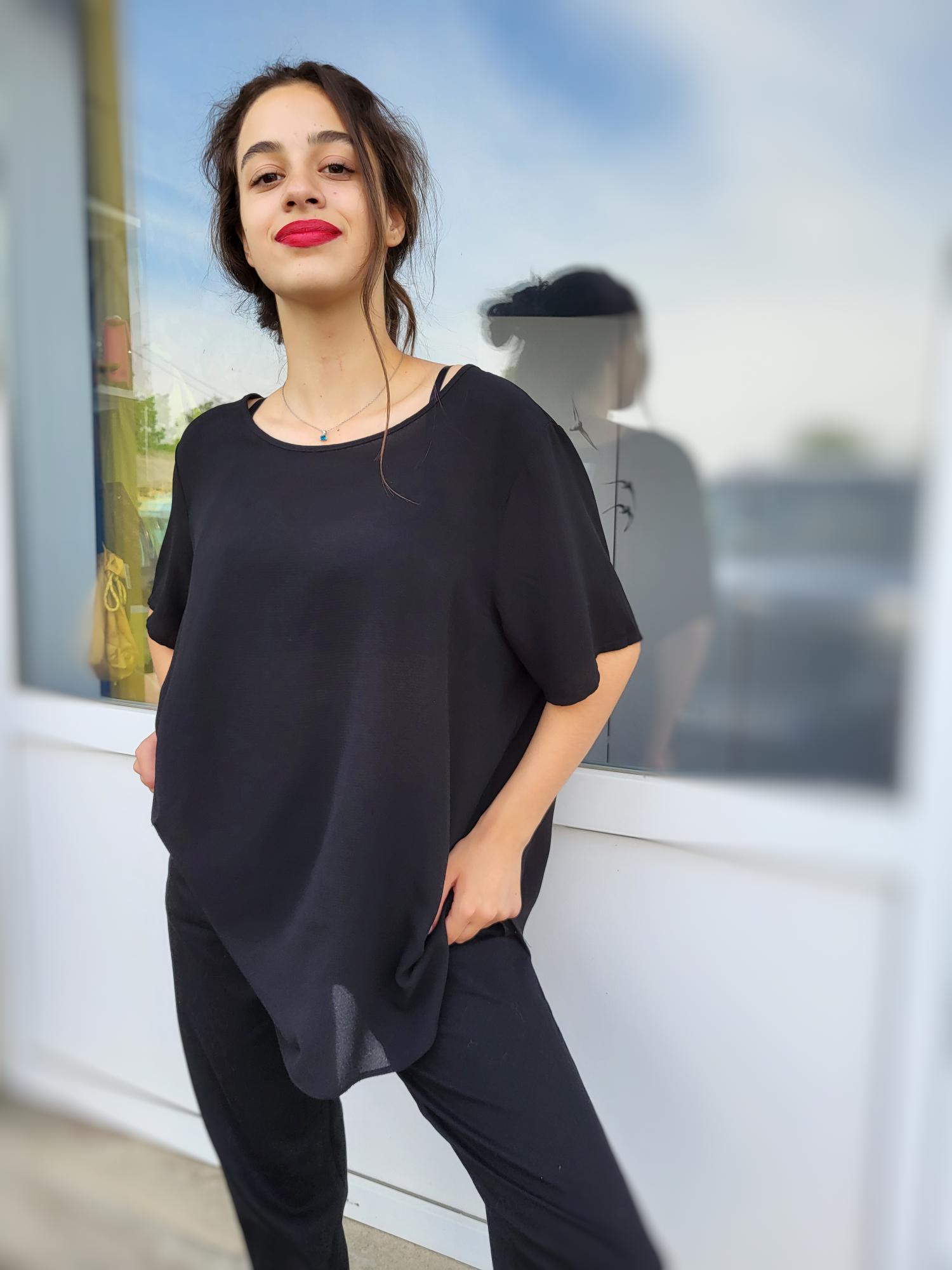 Блузка женская Only 12875 Oversize 3XL Черный - фото 3