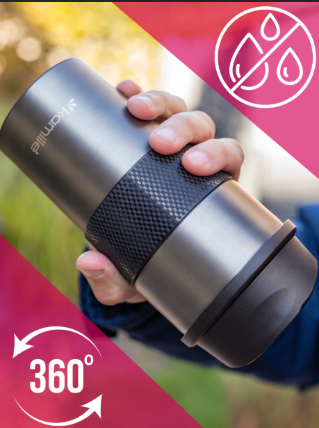 Термокружка Kamille с TPR-вставкой из нержавеющей стали 360 мл Графитовый (2150) - фото 10