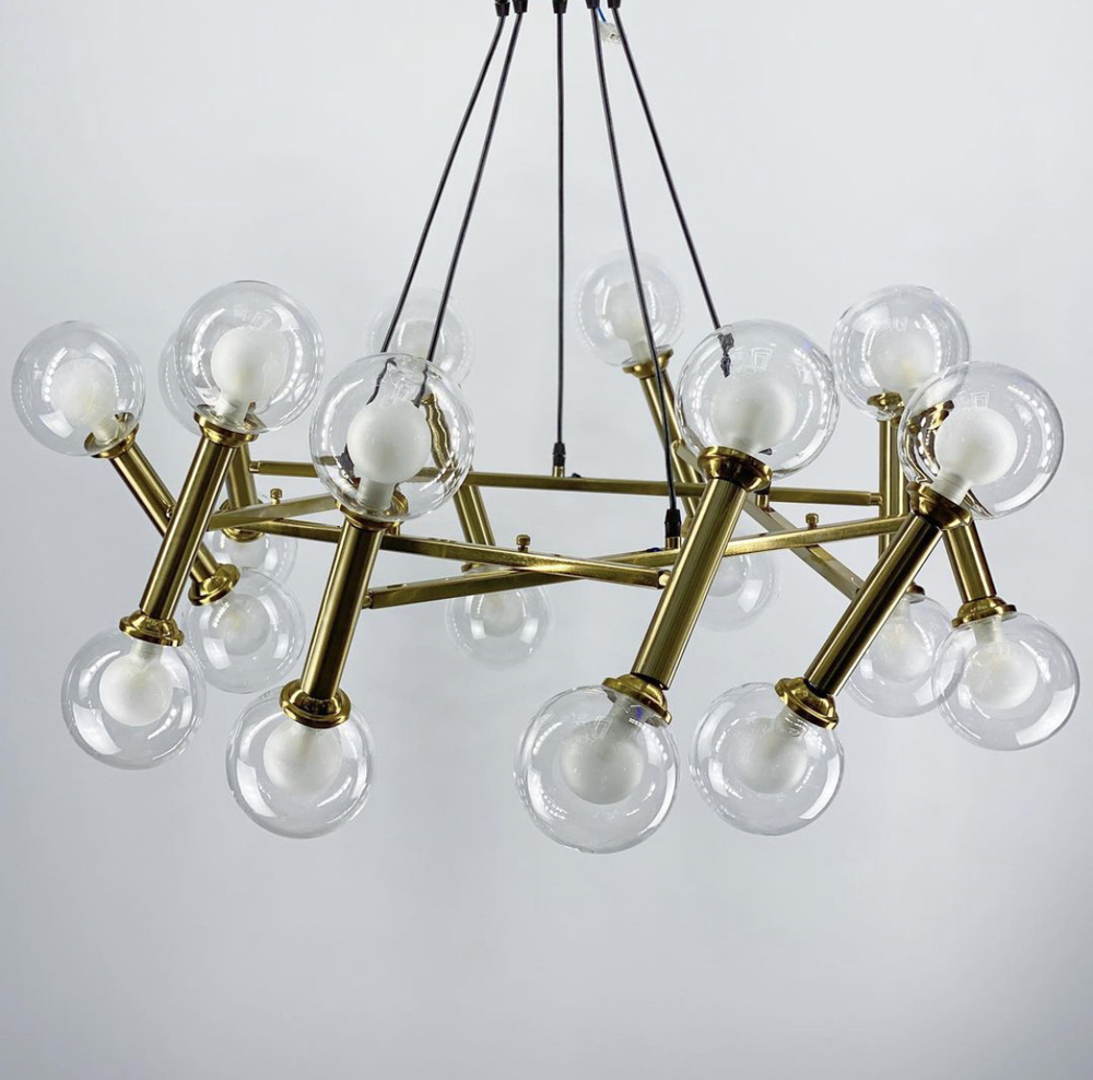 Светильник современный с регулирующими рожками с плафоном из двойного стекла Латунь (HO 3/20) Светильник современный с регулирующими рожками с плафоном из двойного стекла Латунь (HO 3/20)