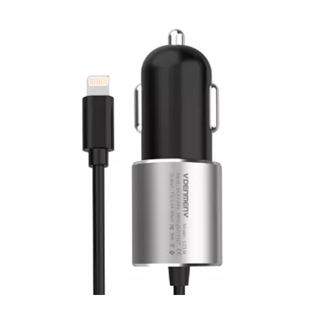 Зарядное устройство втомобильное Denmen DZ11L с кабелем Lightning USB QC 3.0 18W Черный