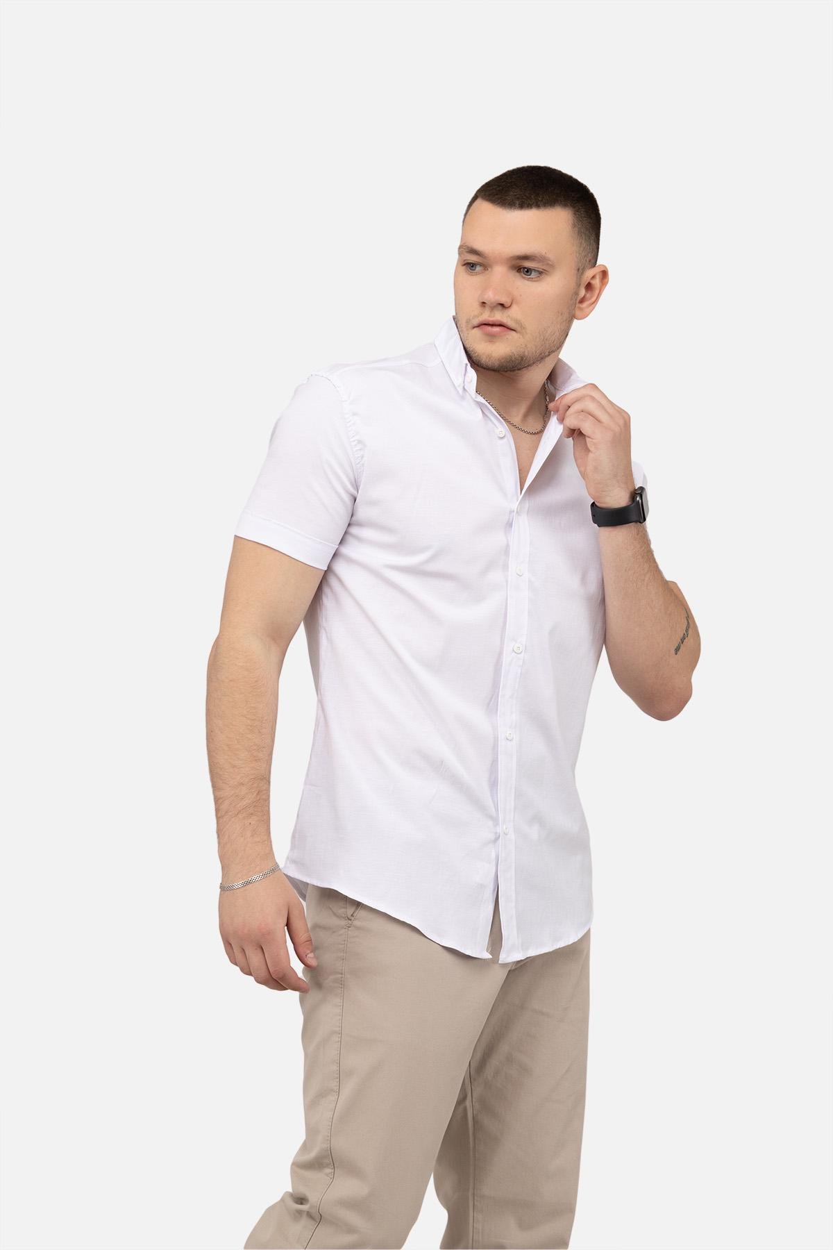 Сорочка чоловіча ЦБ-00250763 з коротким рукавом р. 48 Білий (SKT000994249)
