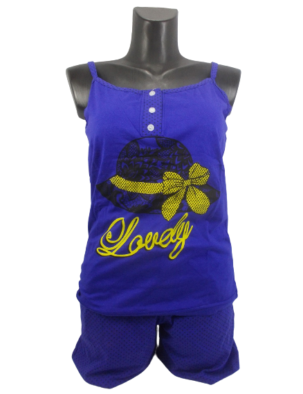 Пижама женская хлопковая топ/шортики Dollar club 44-46 Синий (1580622095) Пижама женская хлопковая топ/шортики Dollar club 44-46 Синий (1580622095)