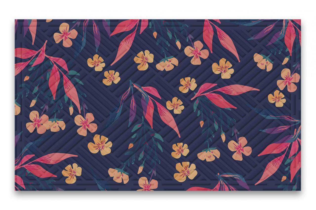 Коврик придверный текстильный Artimat Ночные цветы на резиновой основе 45x75 см