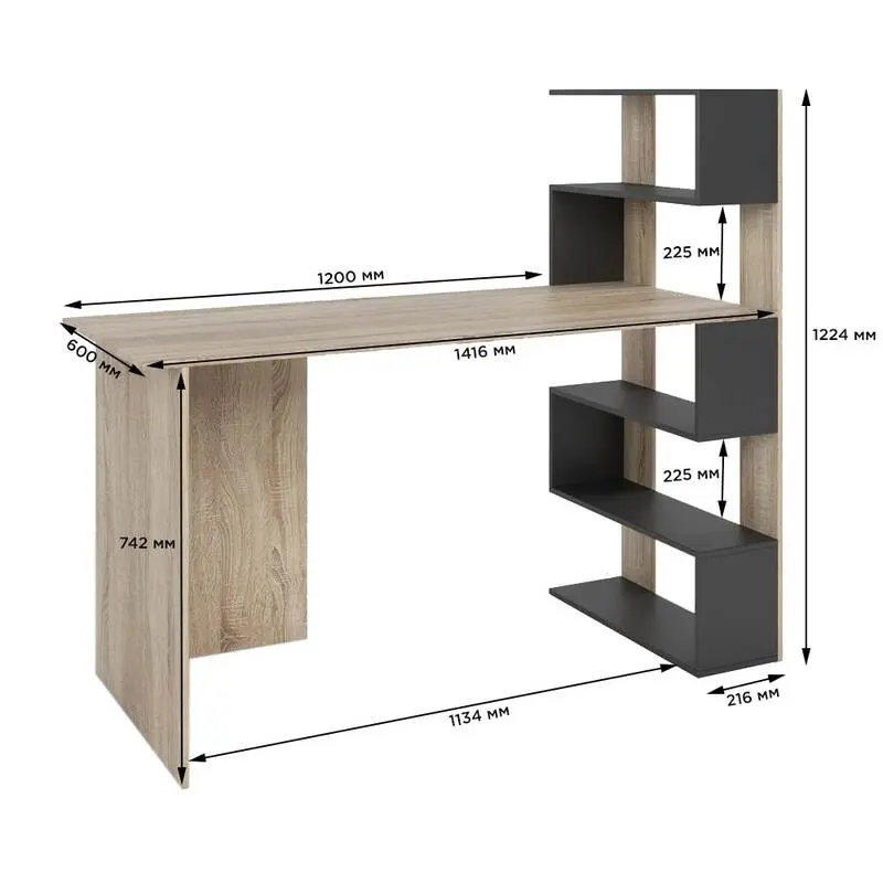 Cтол компьютерный с полками Джеко 1416R правый Нимфея Альба (26638342) - фото 3