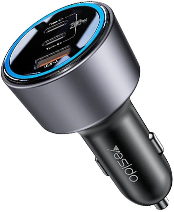 Автомобильное зарядное устройство для Yesido Y59 200W Dual Type-C/USB-A/PD 100W/QC 18W/быстрая зарядка (29473538)
