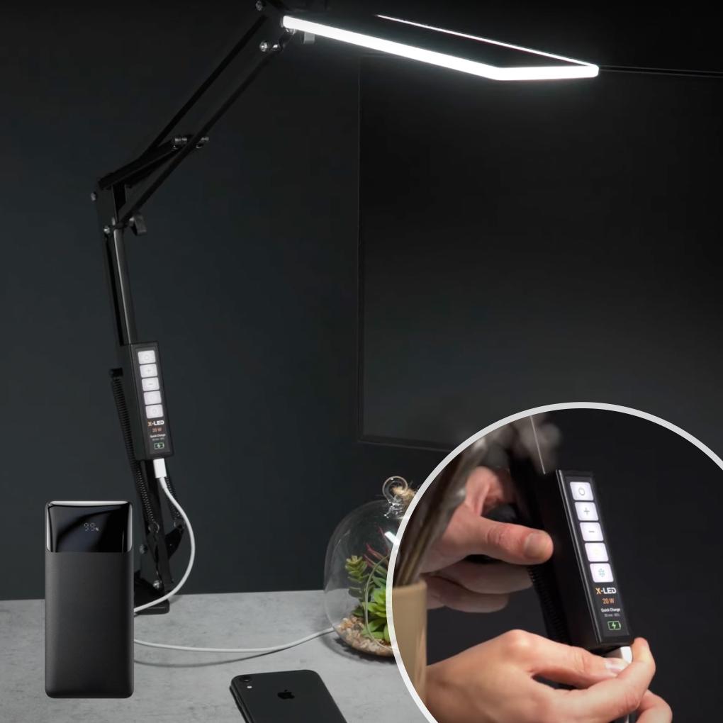 Настольная лампа светодиодная X-LED с функцией Power Bank 30 Вт Белый (25453282) - фото 2