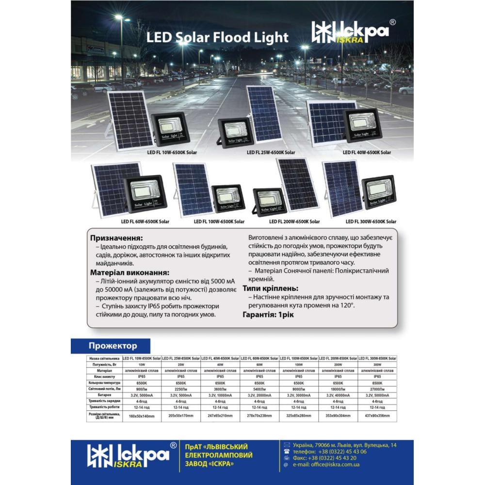 Прожектор с солнечной панелью Искра Led solar flood light 60 Вт 6500K (2303706555) - фото 2 Прожектор с солнечной панелью Искра Led solar flood light 60 Вт 6500K (2303706555) - фото 2