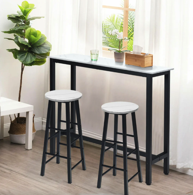 Барний стілець Costway Eugad 2 шт. з підставкою для ніг Білий (4692) - фото 2 Барний стілець Costway Eugad 2 шт. з підставкою для ніг Білий (4692) - фото 2