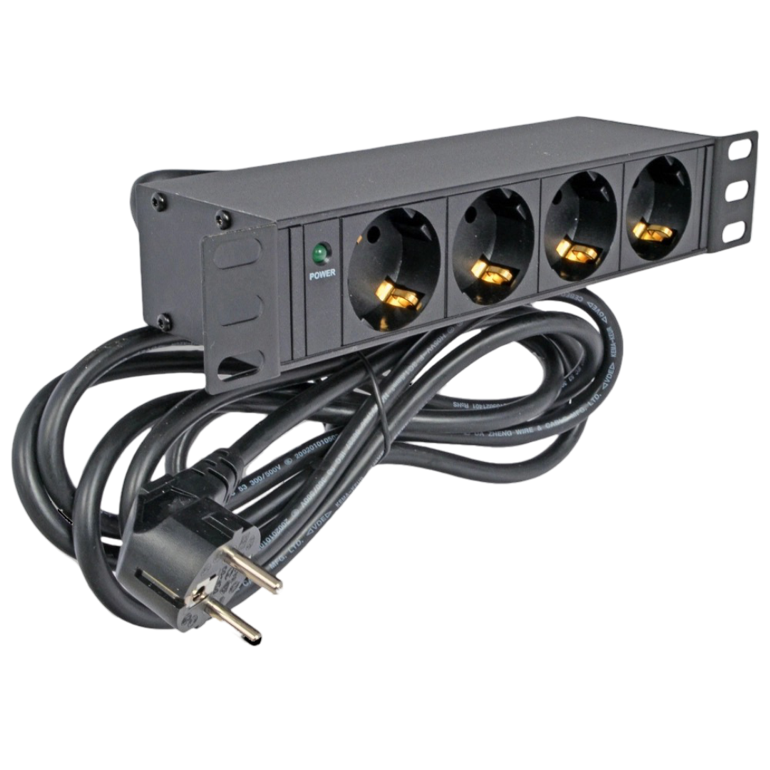 Блок питания Kingda 10" 1U 4 розетки для монтажа в серверную шкаф Блок питания Kingda 10" 1U 4 розетки для монтажа в серверную шкаф