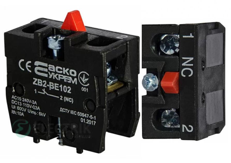 Блок-контакт АСКО-УКРЕМ ZB2-BE102 NC для кнопочных постов (00000002521)