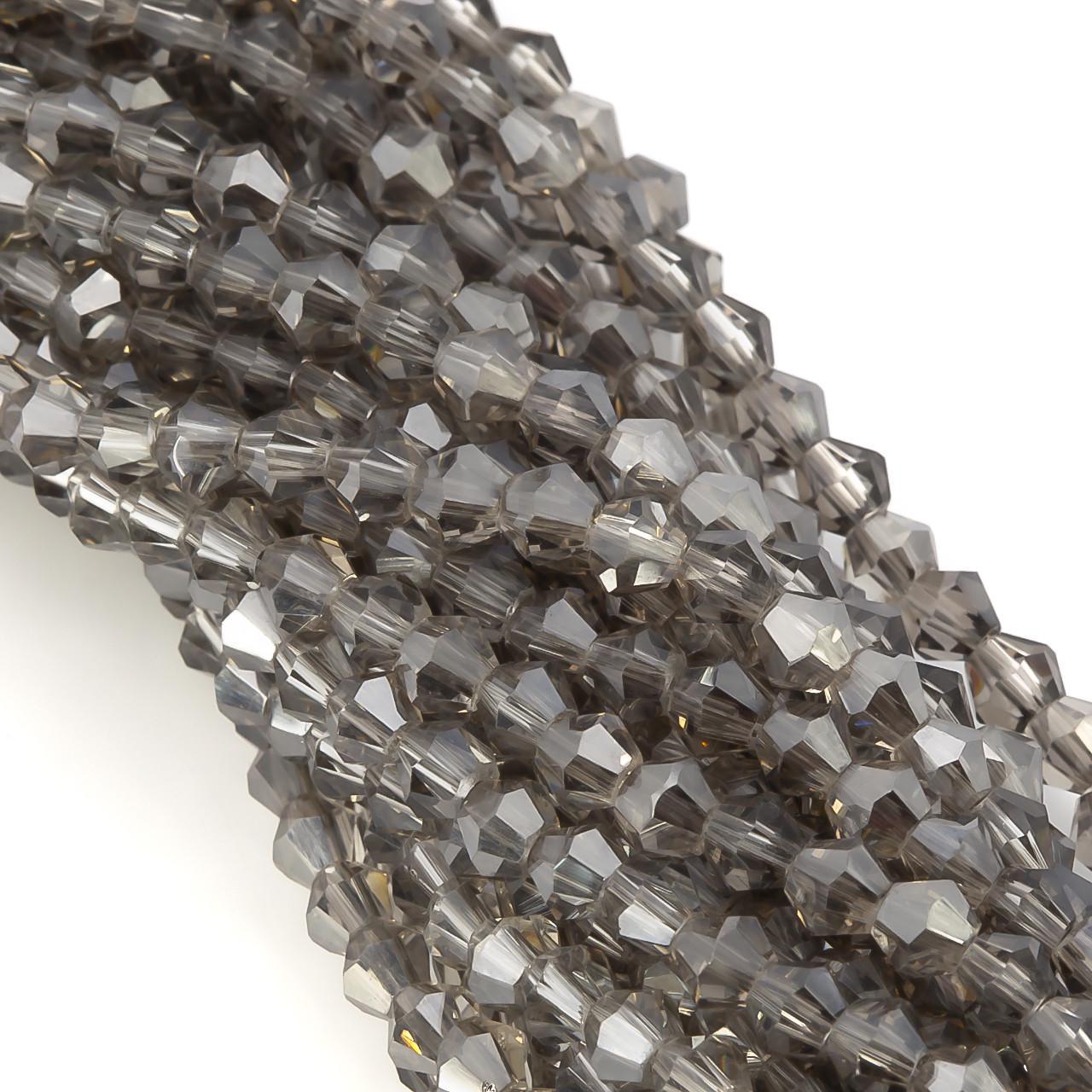 Бусины хрустальные Биконус АВ 4х4,2 мм 95 шт. Серый (БИ0004к62)