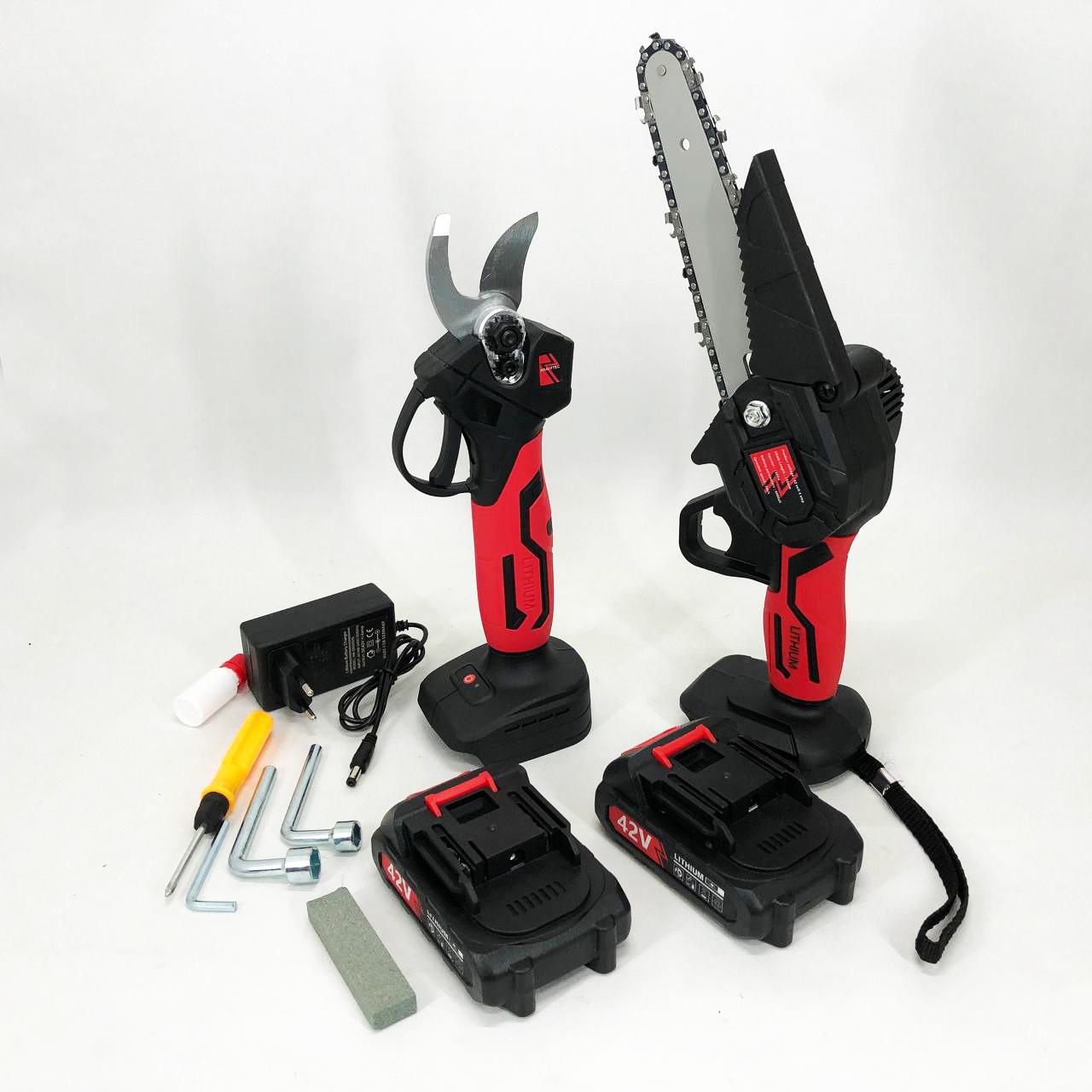 Набор KRAFFTEC секатор аккумуляторный/мини-пилка цепная в кейсе с JS-574 2 АКБ (2397859848) - фото 7 Набор KRAFFTEC секатор аккумуляторный/мини-пилка цепная в кейсе с JS-574 2 АКБ (2397859848) - фото 7