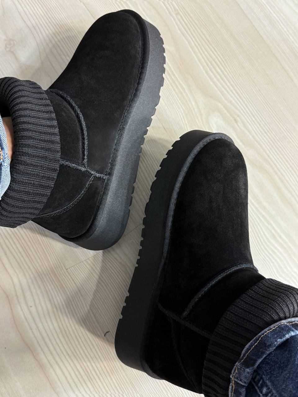 Угги женские Hengji 56-1 с манжетом носком на высокой подошве р. 40 Черный (5154) - фото 7 Угги женские Hengji 56-1 с манжетом носком на высокой подошве р. 40 Черный (5154) - фото 7