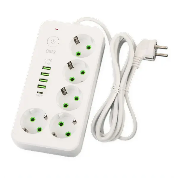 Фільтр-подовжувач мережевий Jooki HP-5-49 5 розеток 4xUSB-A 1xUSB-C 3 м Білий (10439)