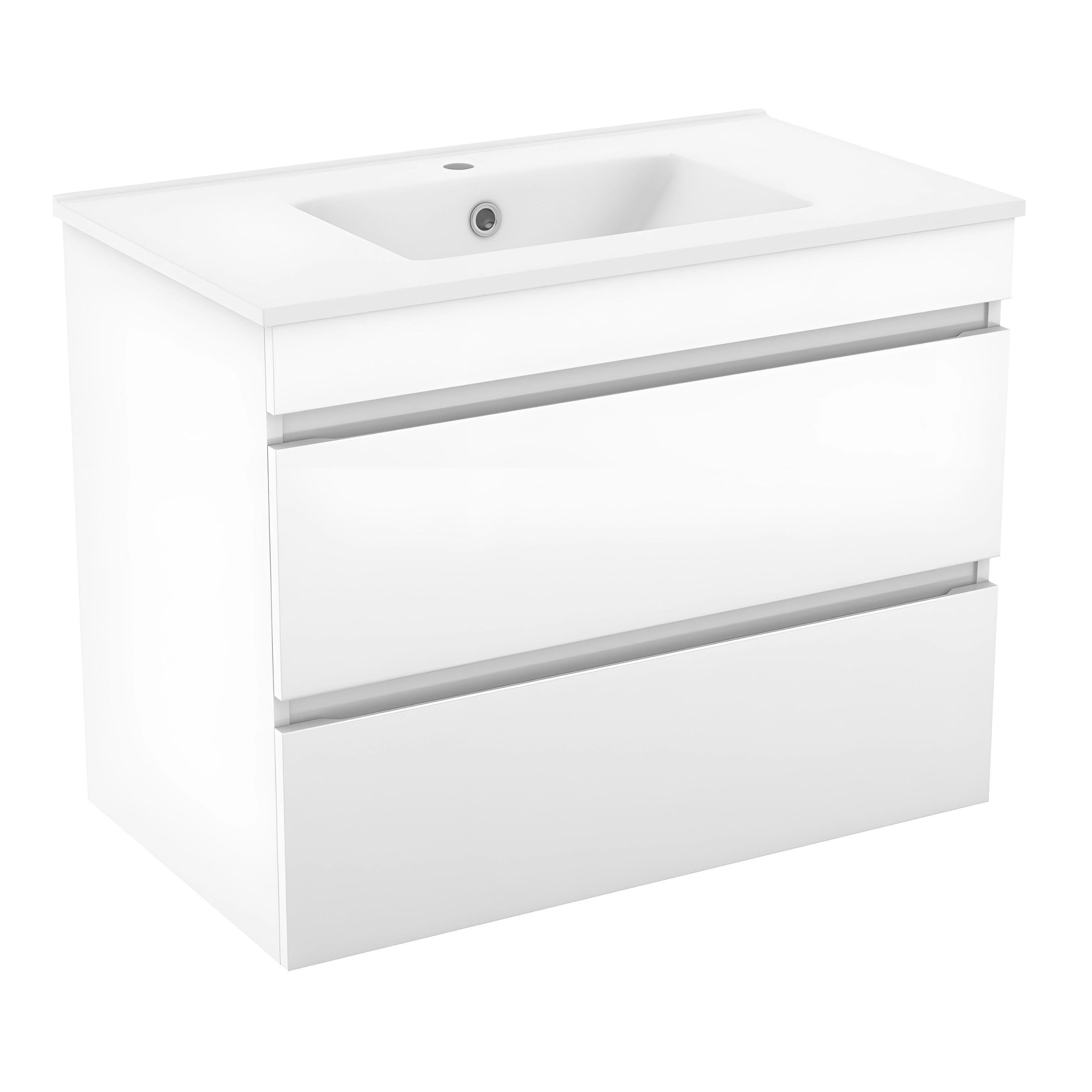 Набор мебели VOLLE FIESTA подвесная тумба/2 ящика/умывальник накладной 80 см Белый (13-01-042D)