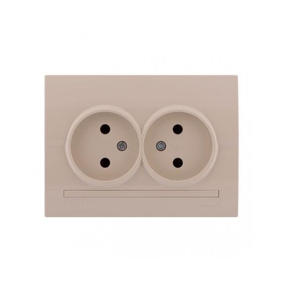 Розетка двухмесная без заземления Lezard Deriy Кремовый (00000012285)