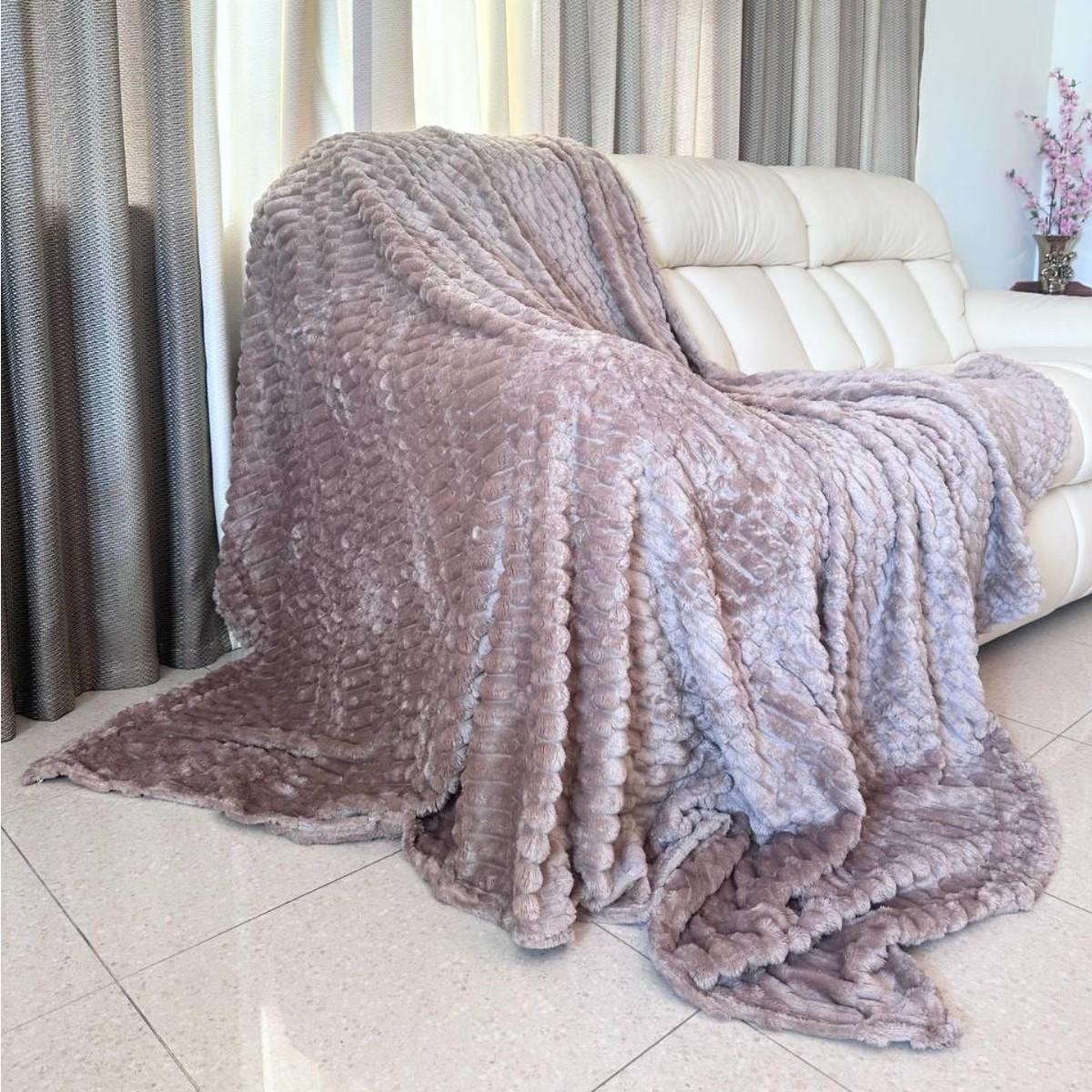 Плед Koloco Шарпей 3D євро 200х230 см Світло-коричневий (41108) Плед Koloco Шарпей 3D євро 200х230 см Світло-коричневий (41108)