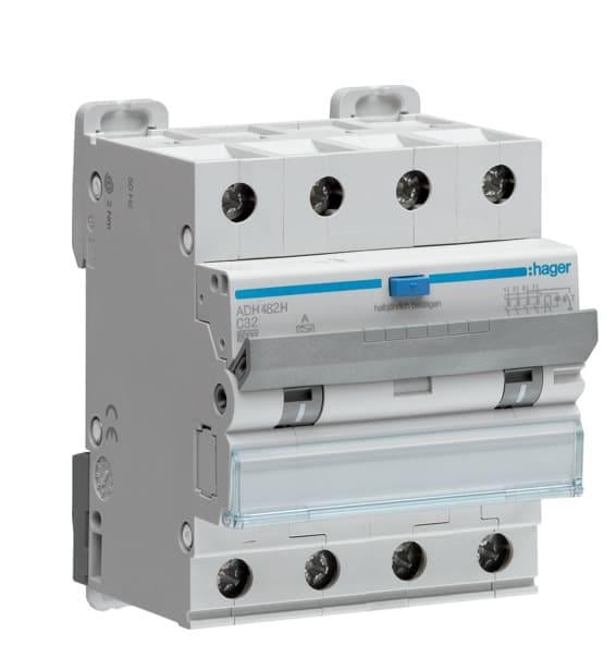 Дифавтомат Hager 32A 30mA 6kA 4 полюса тип C тип Hi ADH482H (11616)