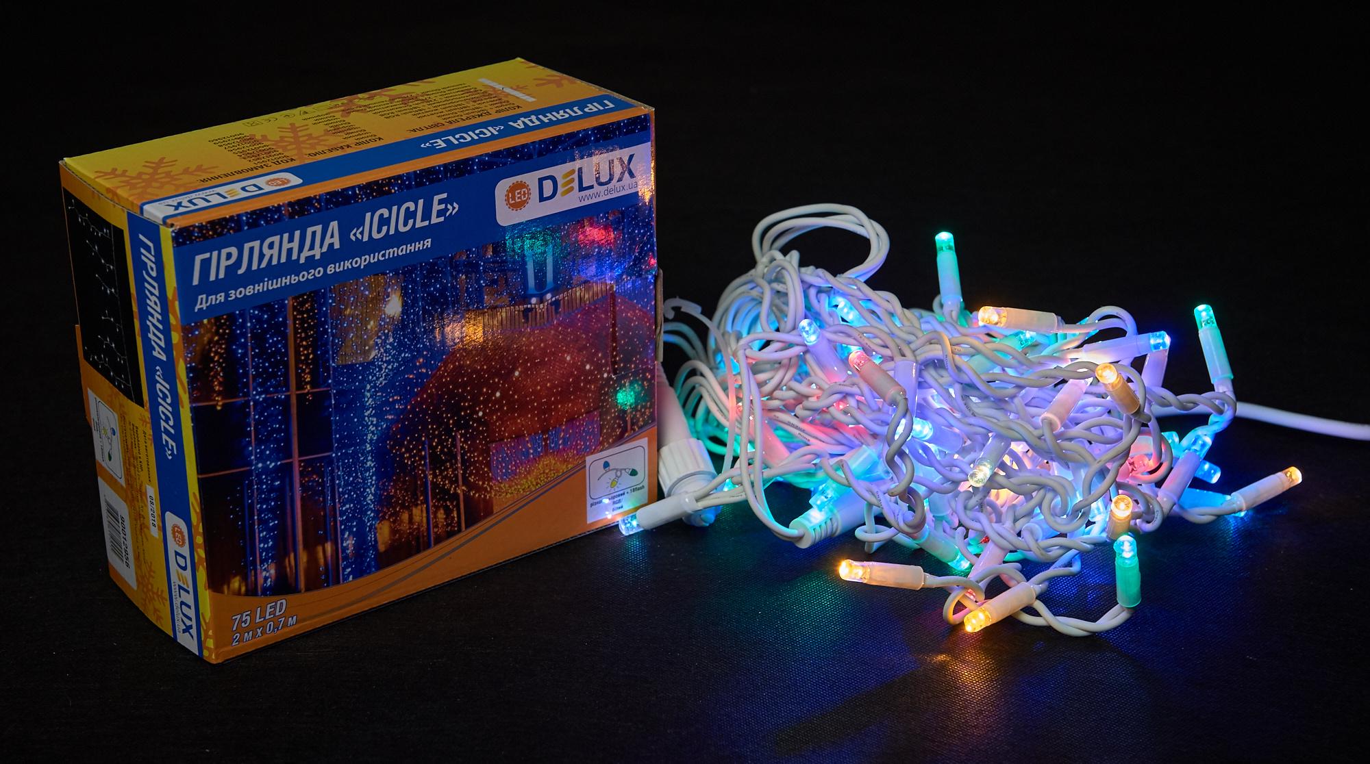 Гирлянда внешняя Delux Icicle 75 LED IP44 EN бахрома 18 flash 2x0,7 м Разноцветный/Белый (13455394)