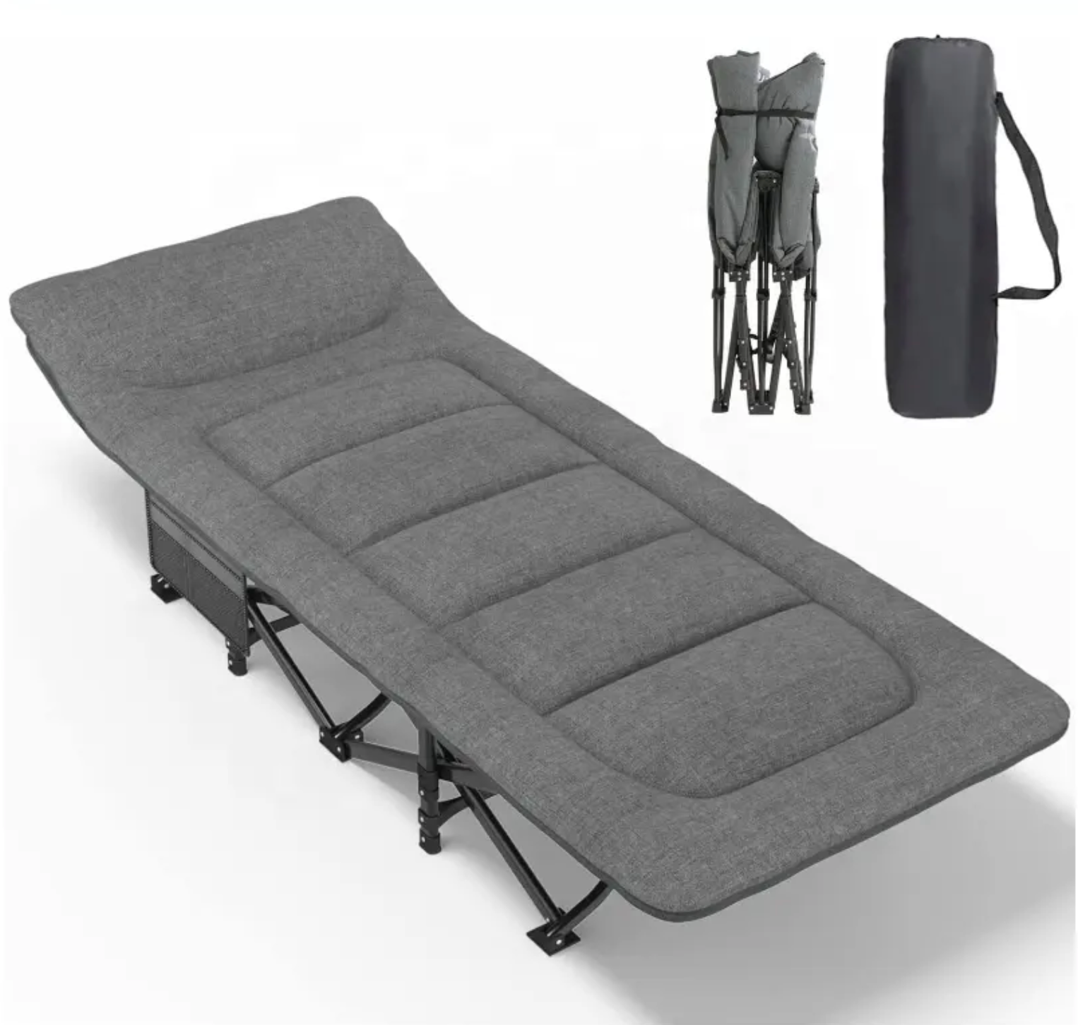 Туристична розкладачка LEOBRO HT-169K до 150 кг 190х70х35 см з рамою з оцинкованої сталі Grey (leo-140404)