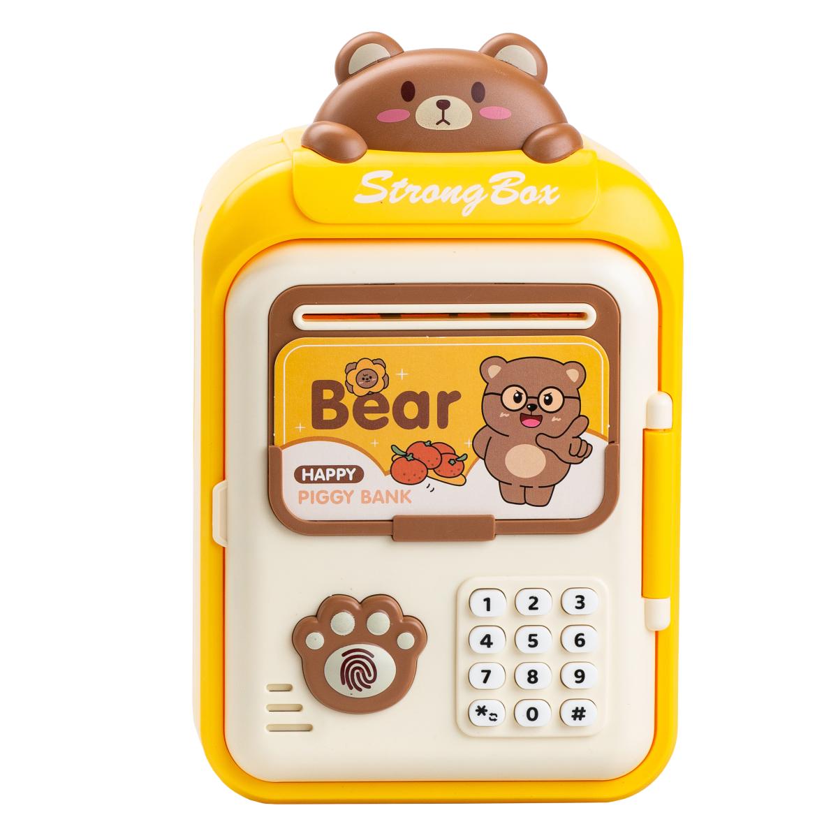 Копилка-сейф детская Bear Shenzhen HP12265Y с кодовым замком и отпечатком пальца Желтый (100-107-HP12265Y)