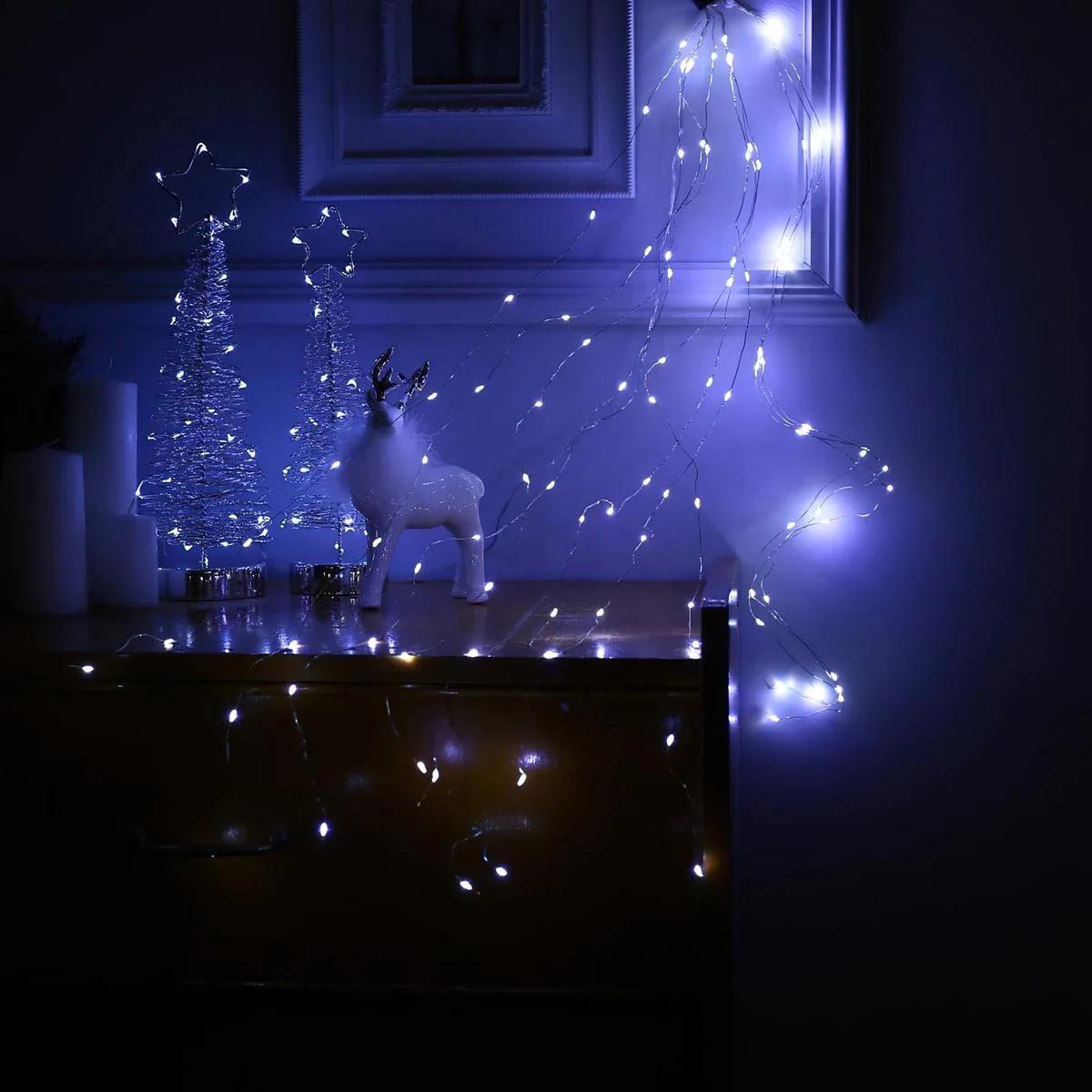 Гірлянда Кінський хвіст 200 LED 10 ниток від мережі 2 м Білий холодний (0105) - фото 3