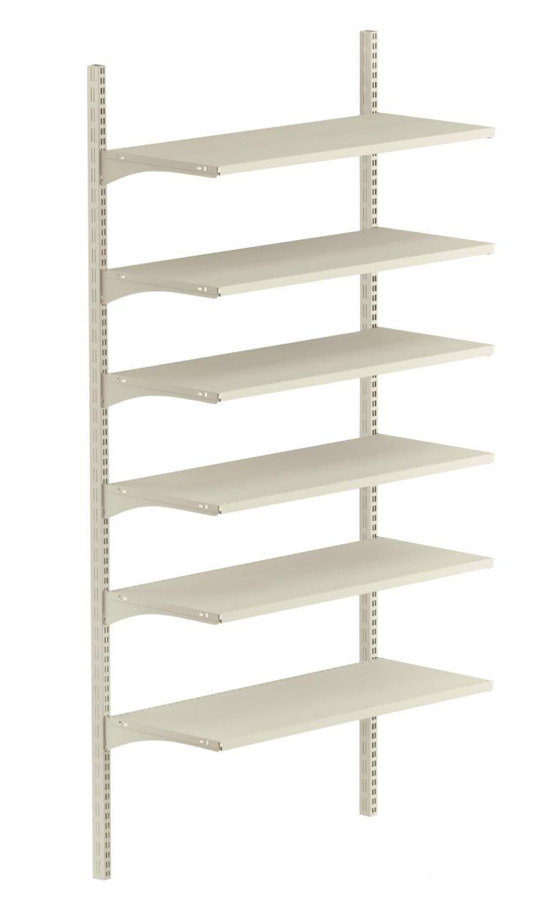Стеллаж настенный металлический Modern Expo 6 полок нагрузка до 350 кг 2134х665х400 мм Кремовый (RAL 9001)