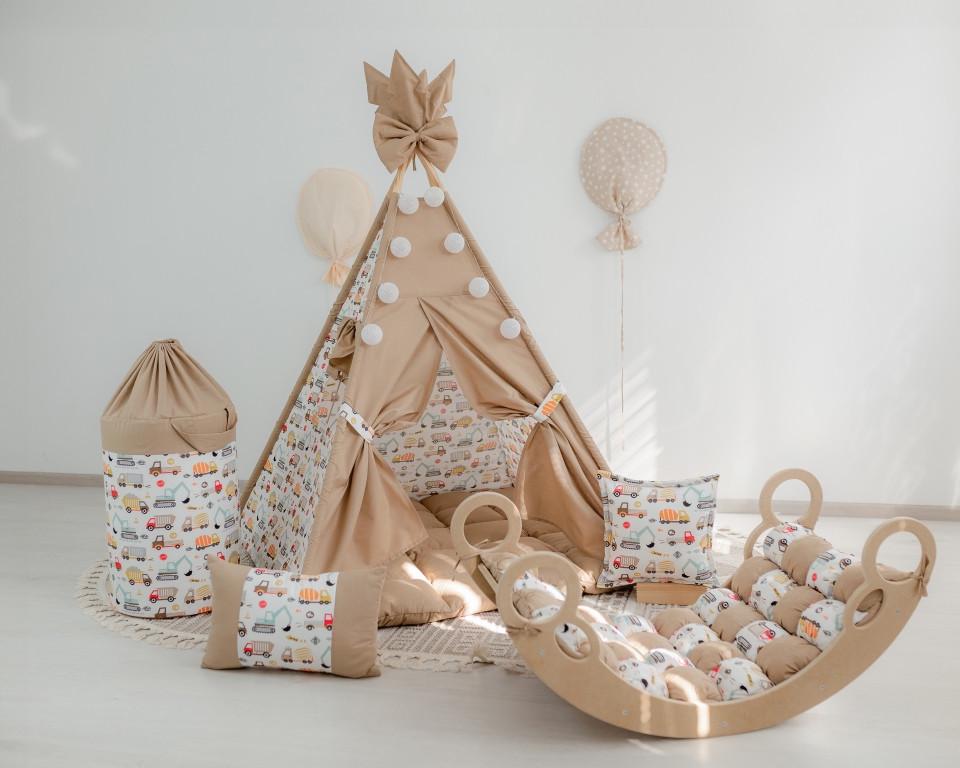 Вігвам Машинки з матрацом бон бон і подушками з кошиком для білизни