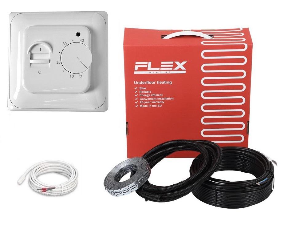 Кабель нагревательный двухжильный Flex 7-8,4 м² 1225 Вт 70 м с механическим терморегулятором (11449075)