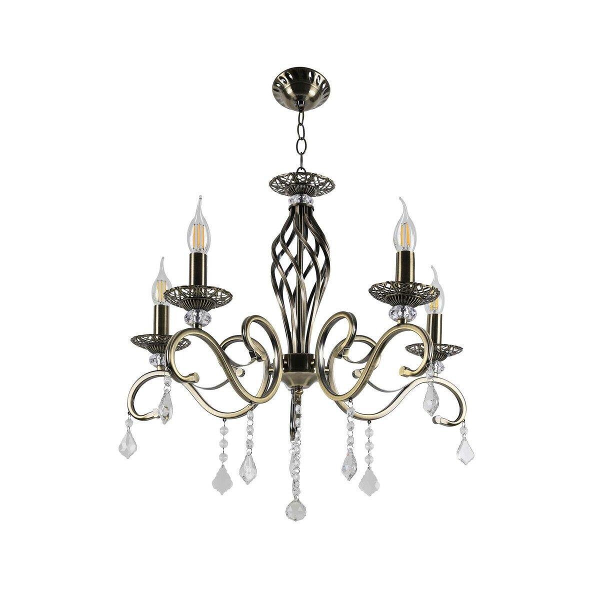 Люстра Sirius с хрустальными подвесами под пять ламп Е14 Бронзовый (N1208/5)