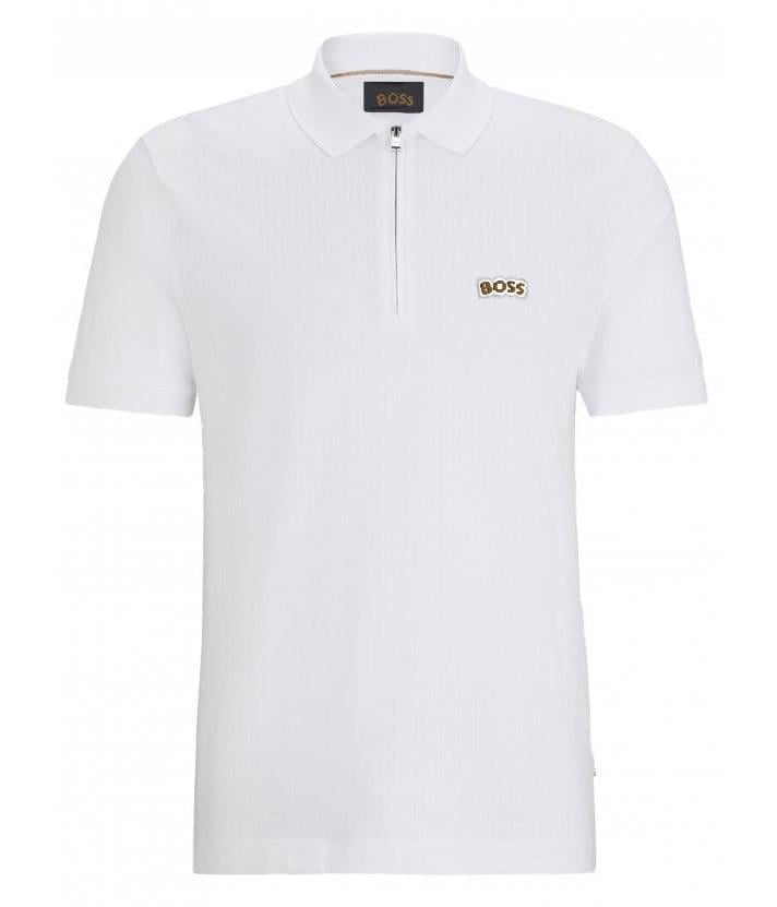 Поло чоловіче Hugo Boss Mens Polston Zip Polo Shirt HB-16169 XL White