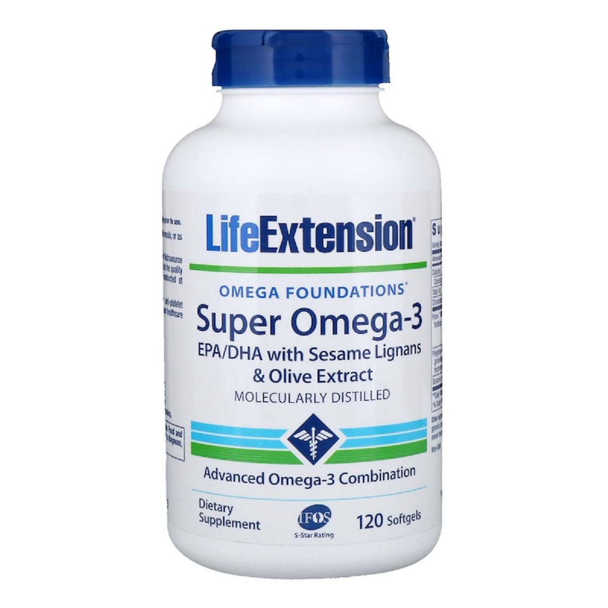 Супер омега-3 Life Extension Omega Foundations Super Omega-3 120 желатинових капсул (LEX19821)