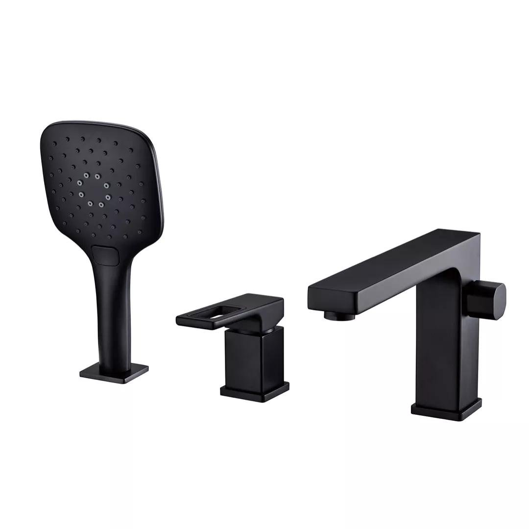 Змішувач на борт ванни Gappo G1117-6 на три отвори Чорний (115052)