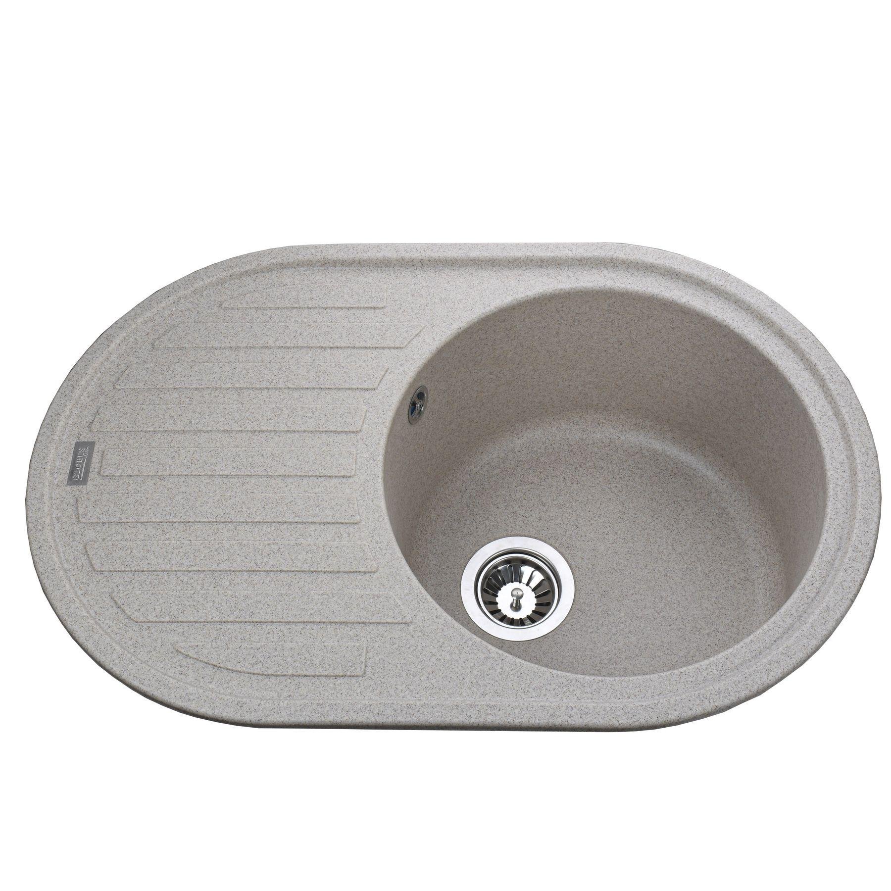 Мойка кухонная Globus Lux 000021076 гранитная овальная 770x500 мм Бежевый (25949541)