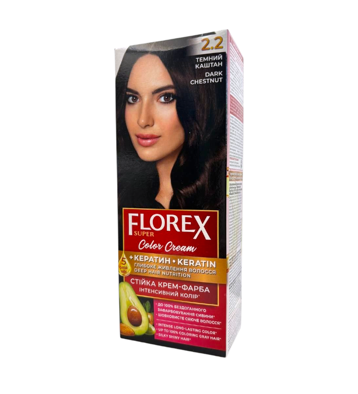 Крем-краска для волос стойкая Florex Super 2.2 темно-каштановый
