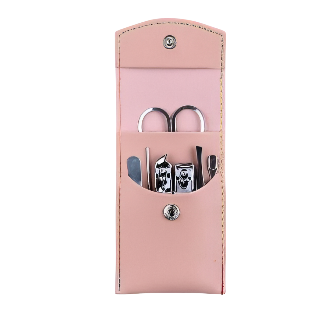 Набір інструментів для манікюру та педикюру в чохлі 7 шт. Рожевий