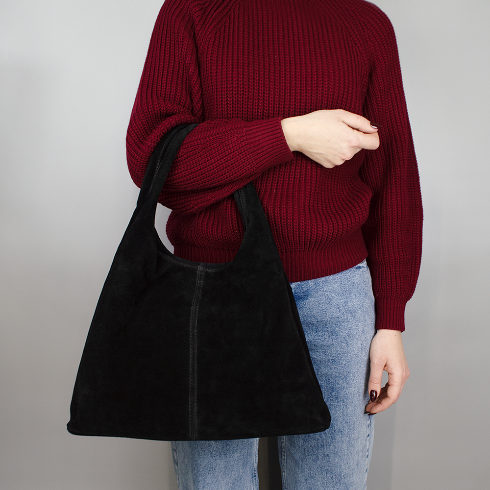 Сумка-шопер жіноча замшева Virginia Conti 03790 Чорний (2430424028) - фото 2 Сумка-шопер жіноча замшева Virginia Conti 03790 Чорний (2430424028) - фото 2