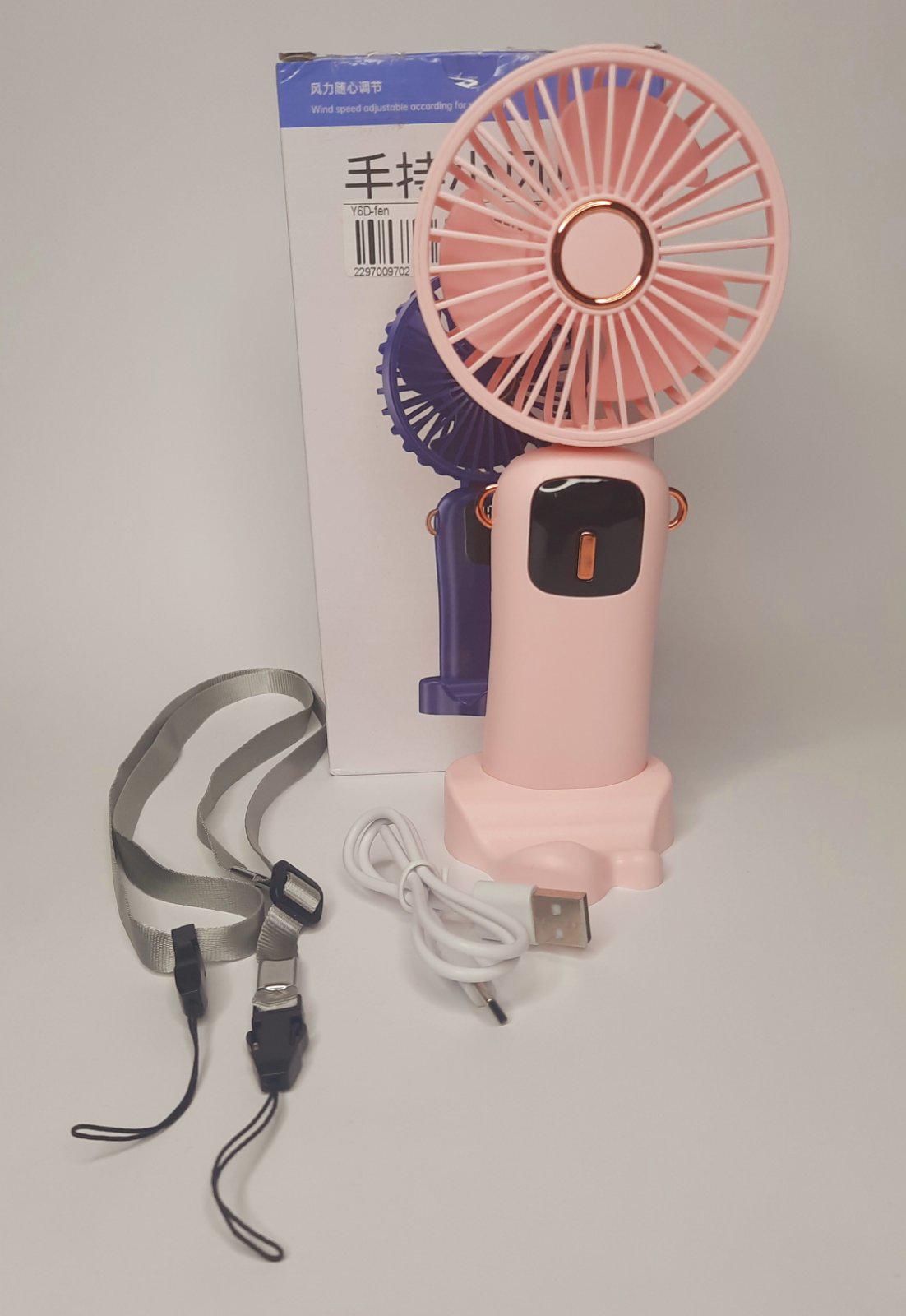 Вентилятор ручной от USB и аккумулятора Fan Розовый (Y6) - фото 7