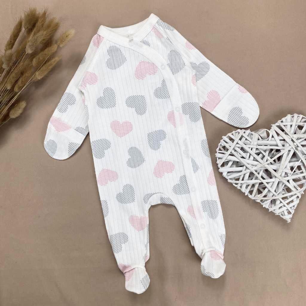 Комбинезон RoyalBaby с сердечками интерлок р. 56 Молочный (143766-19226)