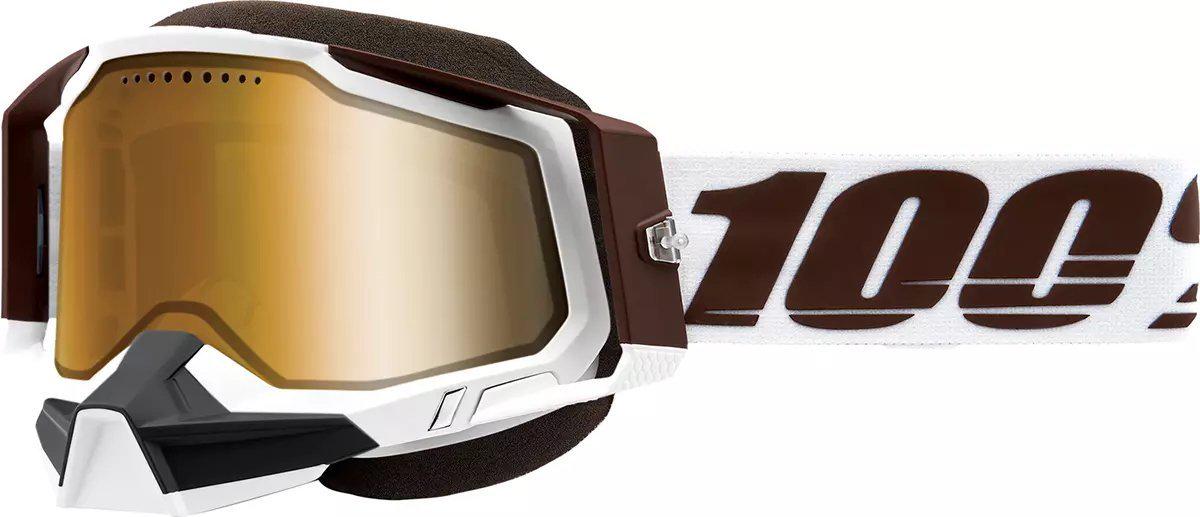 Мотоокуляри 100% RACECRAFT 2 Snowmobile Goggle Snowbird/Dual Mirror Gold Lens (39564)