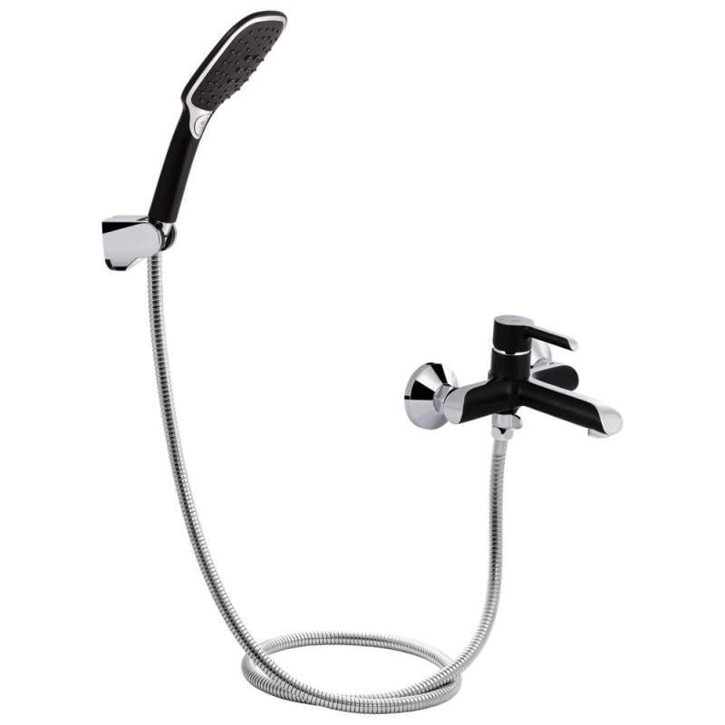 Смеситель для ванной Qtap Grand QTGRABCR006 с душевым гарнитуром Chrome/Black (SD00039606)