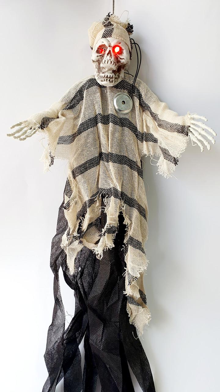 Подвесной декор Скелет на Хэллоуин реагирует на звук 50 см