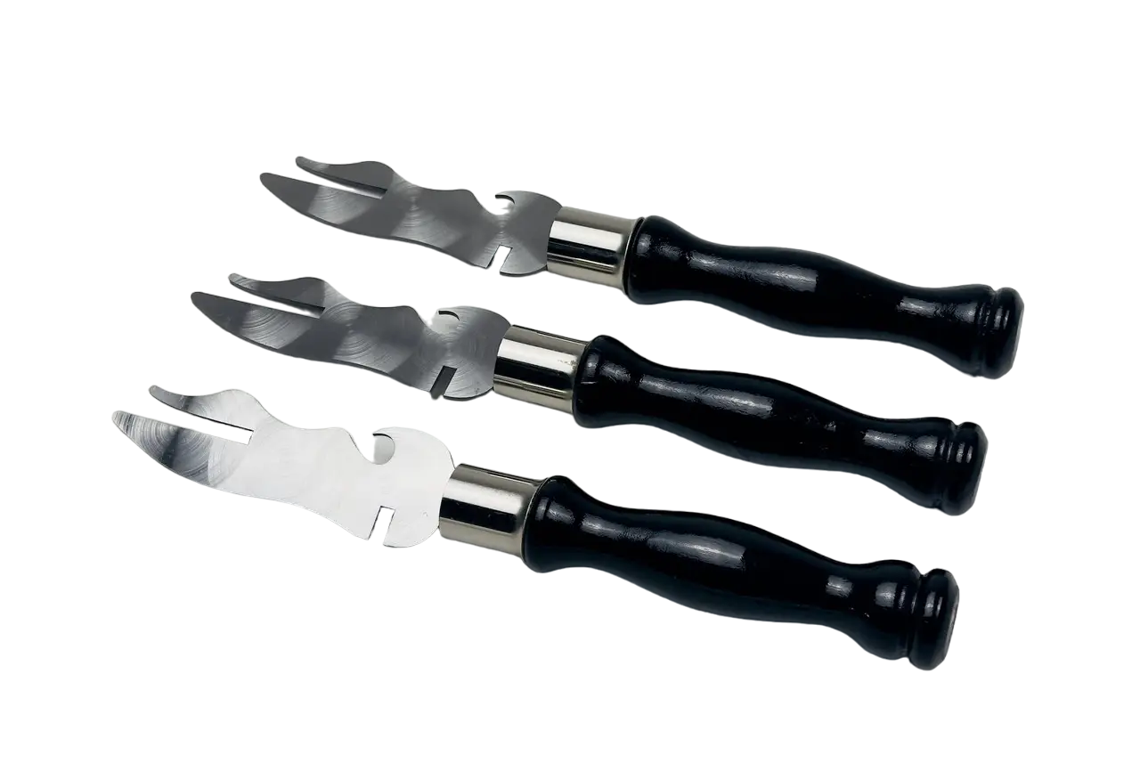 Вилка-нож для снятия мяса Блэк 3 шт. из нержавеющей стали с деревянной ручкой (2-10-SH-3116)
