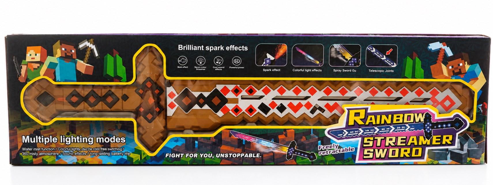 Меч Rainbow Streamer Sword Minecraft со звуковыми и световыми эффектами (aks00038)