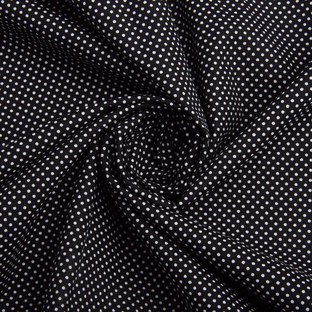 Ткань поплин хлопок Горошек Черный (25387)