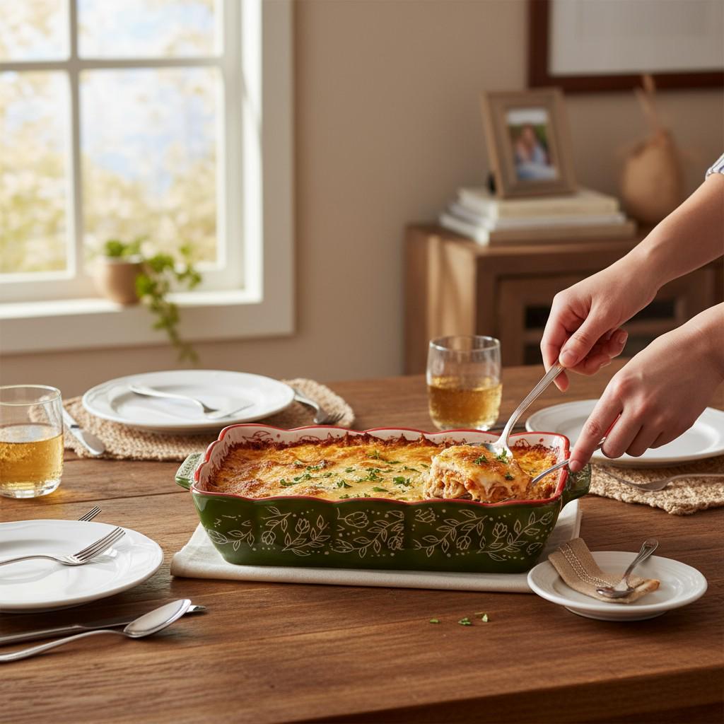 Форма порцелянова для запікання в духовці прямокутна Vintage з ручками 1,3 л 24,5х17х5 см Зелений (HM05-10) - фото 4