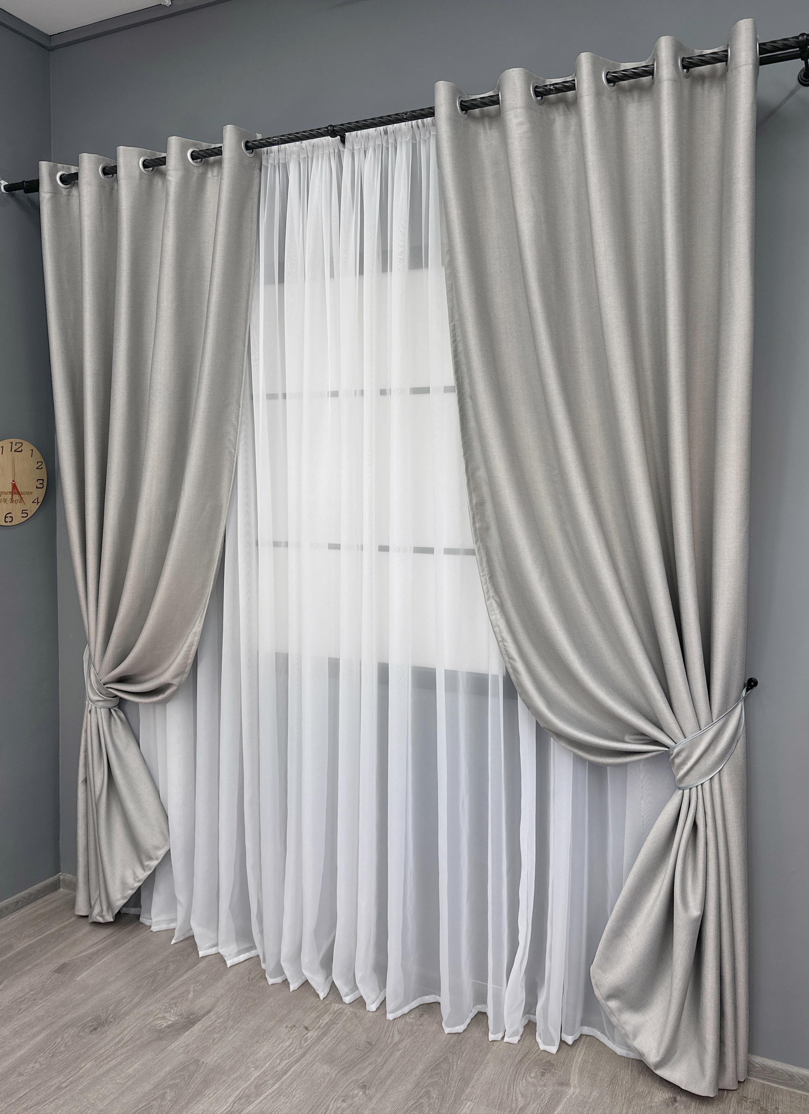 Комплект штор на люверсах VR-Textil Шенил однотонный № 1690ш 150х250 см 2 шт. Пепельный (37-0242) - фото 2 Комплект штор на люверсах VR-Textil Шенил однотонный № 1690ш 150х250 см 2 шт. Пепельный (37-0242) - фото 2